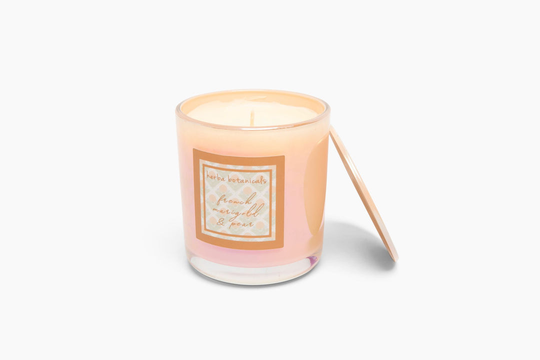french marigold pear candle - herba botanicals