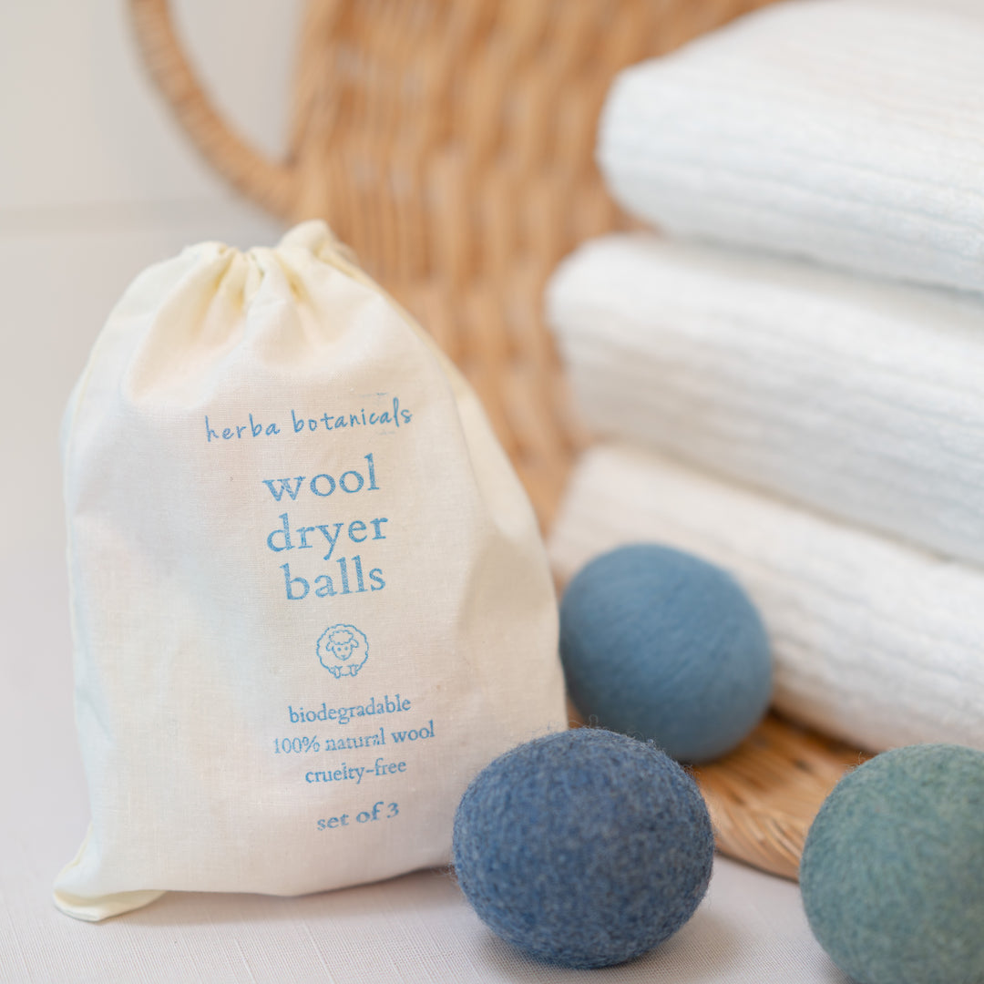 Washed Linen Wool Dryer Balls & Laundry Fragrance Oil Set